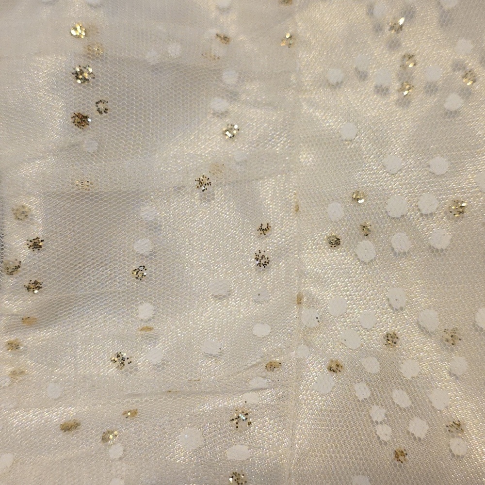 Jona Michelle Girls Cream/Gold Sequin Dress Christmas Ties Button Back Sz 12 EUC - Picture 3 of 11